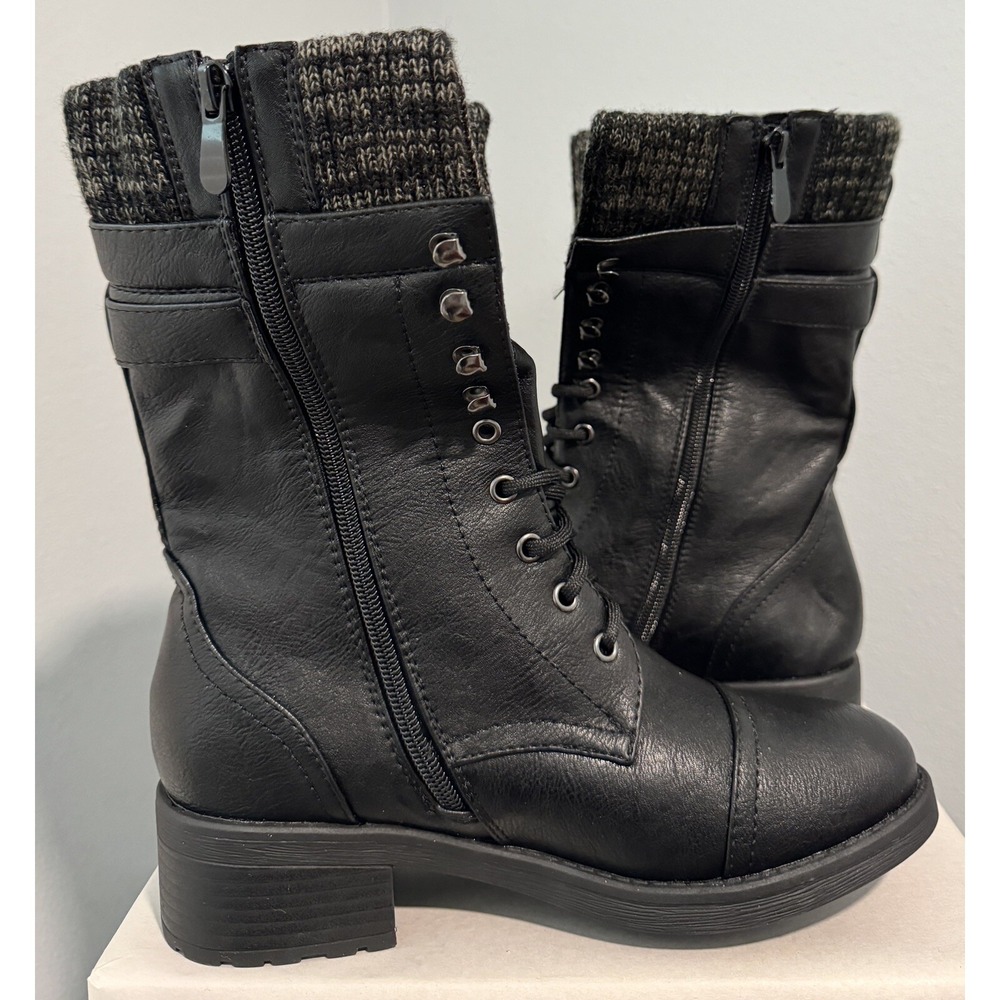 Dream Pairs Winter Lace Up Mid Calf Combat Riding Military Boots Womens 6.5 - Picture 6 of 9